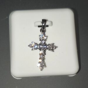 NWT Sterling silver cross with CZs.